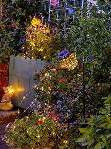 Solar Powered Lantern Water Pot Villa Decoration Creative Hollow out Starry Sky Garden Courtyard Waterproof Indoor Decor