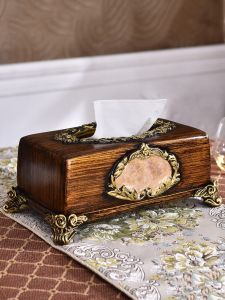 Retro European Large Size Luxury Tissue Box Chinese Style Living Room Coffee Table Decorative Accessories Resin Material