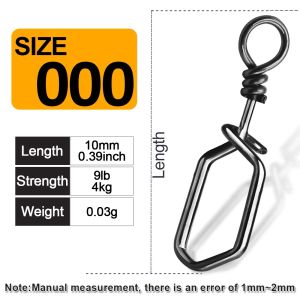 9KM 50Pcs Fishing Snap Stainless Steel Coast Lock Snap Fishing Square Clip Lock Snap Fishing Lure Connector