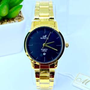MIRETE ORIGINAL Jam Tangan Wanita Analog Tipe 8556 Tanggal aktif Rantai Stainless Water Resistant Free Box Realpict By Dumai.Store