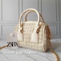 TAS WANITA ZARA TWEED SPEEDY BOWLING PREMIUM. 