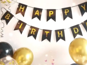 Black Gold Birthday Decorations Set 38pcs Happy Birthday Banner Metallic Confetti Balloons Party Decorations Set For Kids Adult Birthday Baby Shower Party Decor