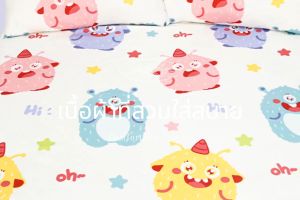 เตียงนอนไคจูลายดอกลำโพงคู่หลัง 1 คน และ 2 ขนาด/น้ำซักผ้าปู ที่นอนผลิตจากผ้าคอตตอน