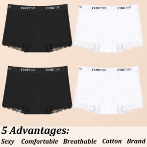4Pcs Womens Lace Panties Cotton boxer briefs Seamless Sports Boxers Underwear Female Briefs Lingerie Intimate Underpant S-XXL