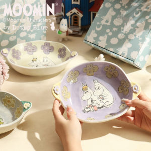 ชามเซรามิควาดมือ Mooin Cute Breakfast Plate Snack Plate Dinnerware Moving Gift ชามสองหูลายสัตว์ป่าที่อบสดใหม่ในเตาอบ