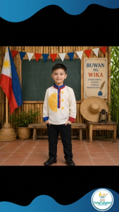 Buwan ng Wika Philippine Flag Design (3 Stars and Sun)- Barong Tagalog For Kids-Teens and Adult