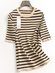 เสื้อถักคอตตอนแขนสั้นทรงสลิมฟิตสวมใส่สบาย ทรงเข้ารูป ทรงหลวม สำหรับผู้หญิงในฤดูร้อน เสื้อคลุมกันหนาวแบบสวมหัว