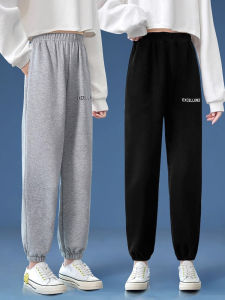 Girls Fleece Lined Loose Casual Sports Pants Spring Autumn Winter Childrens Elastic Waist Cotton Trousers for Ages 3-14