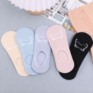 【Free Shipping】Gấu hoạt hình dễ thương tất hài cho nữ phụ nữ thời trang mỏng mùa hè vô hình Non-Slip đàn hồi thoáng khí Vớ qua mắt cá chân