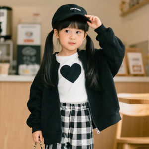 Fashionable Pure Cotton Girls Jacket Spring Autumn New Style Childrens Wear Baby Girls Autumn Top Solid Color Open Cardigan