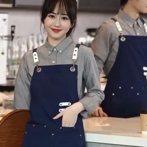 Premium Canvas Apron Fashionable Cafe Aprons Waterproof Jeans Apron Restaurant Apron Barber Apron 时尚耐穿围裙