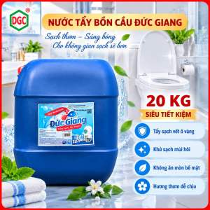 Nước tẩy bồn cầu Đức Giang 20 kg tiết kiệm tẩy sạch vết ố vàng khử sạch mùi hôi không ăn mòn bề mặt.