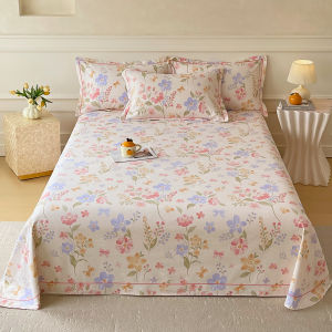 NONGNONGAI | Bộ Đồ Chăn Ga Gối Bằng Cotton Nguyên Chất Dày Có Viền Xếp Ly Ba Mảnh Gối Đơn Cho Mọi Mùa