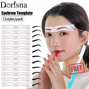 Dorisna 12 Style Fixable Eyebrow Stencil Professional Eyebrow Shaper Card Template Reusable Stickers Tool for Eye Brow Stamp