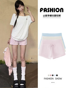 Quần Short Thể Thao Thường Ngày Màu Hồng Cạp Cao Cho Nữ Mùa Hè Mới Ngoài Trời Quần Bó Chữ a Nhỏ Quần Bó Sát Hông Ngắn
