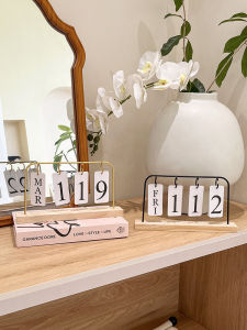 2025 Creative Wooden Calendar Decorative Piece Entrance Dining Table Display Photography Prop High Aesthetic Value