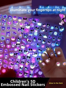 YIRANJIA | Glow-in-the-dark Cartoon Princess Childrens Nail Stickers Water-resistant