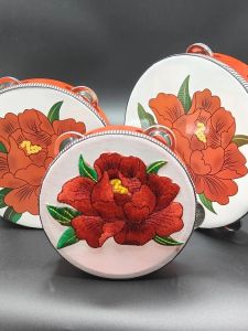 Giày Trống Thêu Hoa Hồng Trung Quốc Thủ Công Đồ Chơi Dân Tộc Tang Dynasty Trống Lắc Treo Treo Trống Nghệ Thuật Biểu Diễn