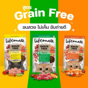 (1.2กิโล) Lifemate ไลฟ์เมท อาหารแมว อาหารเม็ดแมว เกรดพรีเมี่ยม Grain Free ไม่มี Grains และ Gluten