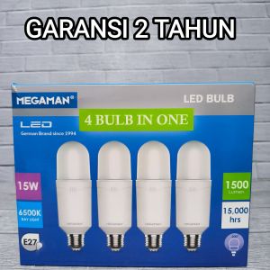 MEGAMAN PAKET ISI 4PCS LAMPU LED BULB STICK 15W 15 WATT CAHAYA PUTIH SNI Bohlam Bolam BERGARANSI 2 TAHUN BAGUS KUALITAS PREMIUM
