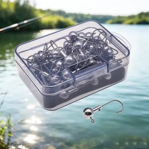 Bộ Hộp Móc Câu Jig Bền Chắc 20/25/30/40/50 Chiếc Móc Sắc Bén 1g-28g Dùng Cho Mồi Mềm Mồi Crankbait Câu Cá Bass Cá Chó Cá Hồi Phụ Kiện Câu Cá