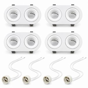 JOYINLED Double Heads LED Recessed Downlight with GU10 Lamp Holder Spotlight Mounting Frame 4PCS Adjustable Ceiling Spotlight