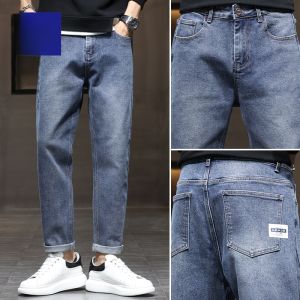 ROMON | Loose Fit Mens Denim Jeans Romon Brand Retro Washed Elastic Straight Leg Casual Long Trousers Youth Fashion Autumn Season