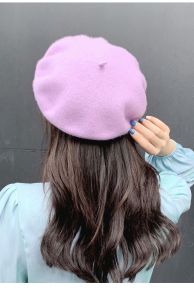 【Free Shipping】Mũ Nồi Nữ Thanh Lịch Mũ Màu Trơn Thời Trang Mũ Phong Cách Họa Sĩ Mũ Nồi Len Cổ Điển Mũ Đi Bộ