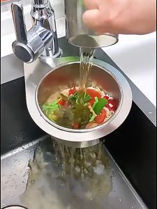 Stainless Steel Drain Rack For Kitchen Sink Dry Wet Separation Hanging Garbage Filter Storage