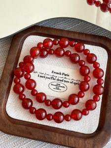 Double Wrap Red Agate Bracelet