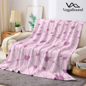 Purple Line Heart Flannel Blanket Warm Soft Halloween Christmas Decorative Couch Warm Cozy All-Season Gift