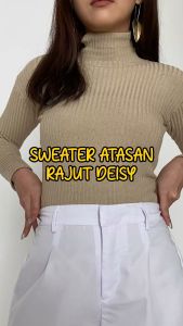 SISTAQUE - Sweater Rajut Wanita Turtleneck Ribbed Turtle Deisy
