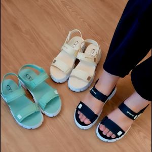 Sandal Wedges Wanita Karet Double Strap Tali Belakang Polos Korean Kasual Style Kekinian COD SPT-82