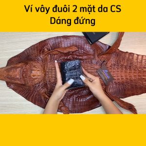 [FREE SHIP] Ví da cá sấu 2 mặt dáng đứng bao sang chảnh. vây đuôi cá sấu siêu đẹp
