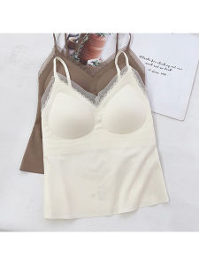 Áo Ba Lỗ Ren Gợi Cảm Cổ Chữ V Không Dây Si Me Lu Dành Cho Nữ Áo Ngực Silicon Nâng Ngực Liền Quần Áo Lót Bằng Cotton Mùa Xuân