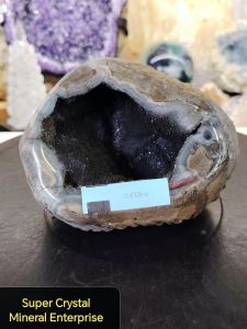 Natural Precious Uruguay Black Phenomenon Amethyst Crystal Geode(Rough Skin) AG03 #Amethystcrystal