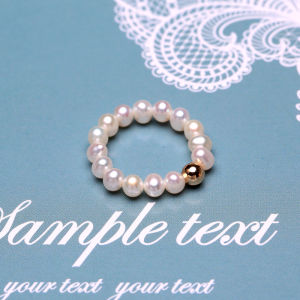 Small Golden Balls Elastic Pearl Ring 14K Natural Freshwater Pearl Jewelry Ring Shank Little Finger Ring Hot