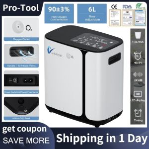1L-6L Home Oxygen Concentrator Touch Screen Portable Oxygen Concentrator Negative Ion Mode Timing Function Elderly Pregnant Women Daily Oxygen Inhalation