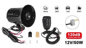 Black 6 Tone Loud Speaker Motorcycle Auto Car Truck Vehicle Speaker Warning Alarm Siren Police Fire Ambulance Horn Loudspeaker