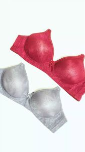 Wimiu BH Bra Wanita Tanpa Kawat Motif Bunga Timbul