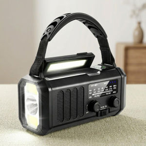 10000mAh Solar Crank Portable AM FM Radio USB C Charger Flashlight SOS Alarm Compass Emergency Outdoor Survival Gear