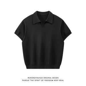 WUKONGYOUHUO | Áo Polo Thời Trang Màu Sắc Thuần Chất Vintage