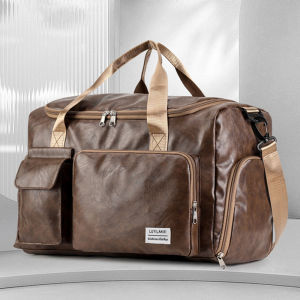 กีฬาฟิตเนสพกพากระเป๋า Duffel PU ยิมโยคะ Tote กระเป๋ารองเท้า PackTravel กระเป๋าเดินทางกระเป๋าถือ Vintage Overnight Weekend Satchel