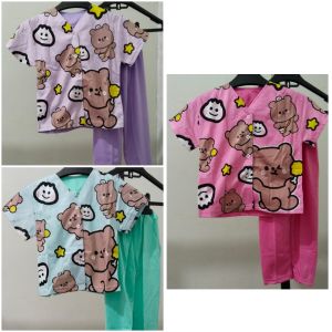 Set Piyama anak lengan pendek |piyama anak 2-4 tahun | piyama anak motif beruang