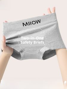 Miiow | High Waist Pure Cotton Grey Boxer Shorts Womens Underwear Bottoming Trousers Cat Person New 2025 Spring Safety Pants