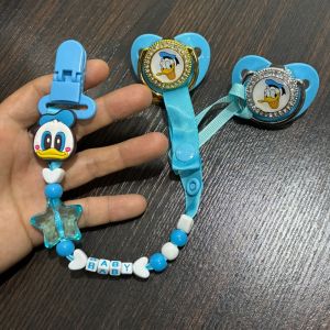 Disney | Luxurious baby nipple with chain buckle Brightly shining baby nipple soothing device for newborns Kawaii Baby stroller chain