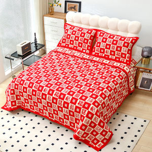 Red Thick Slip-Resistant Washable Bedsheet