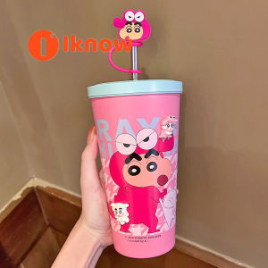 I know Crayon Shin chan straw water cup cute girl with high looks insulated and locked cold cup