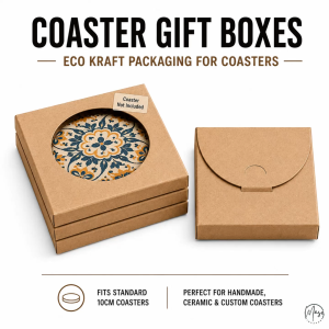 Coaster Kraft Box - Gift Box for 10cm Round or Square Coaster For Wedding Door Gift Present
