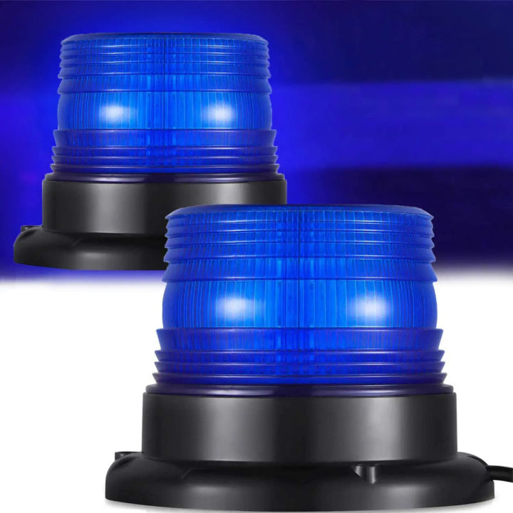 Magnetic Base 24 LED Blue Emergency Strobe Light Car Police Roof ...